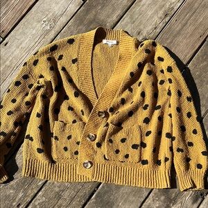 Madewell Yellow Polka Dot Cardigan Sweater xxs